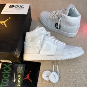 Jordan 1 Mid Triple White