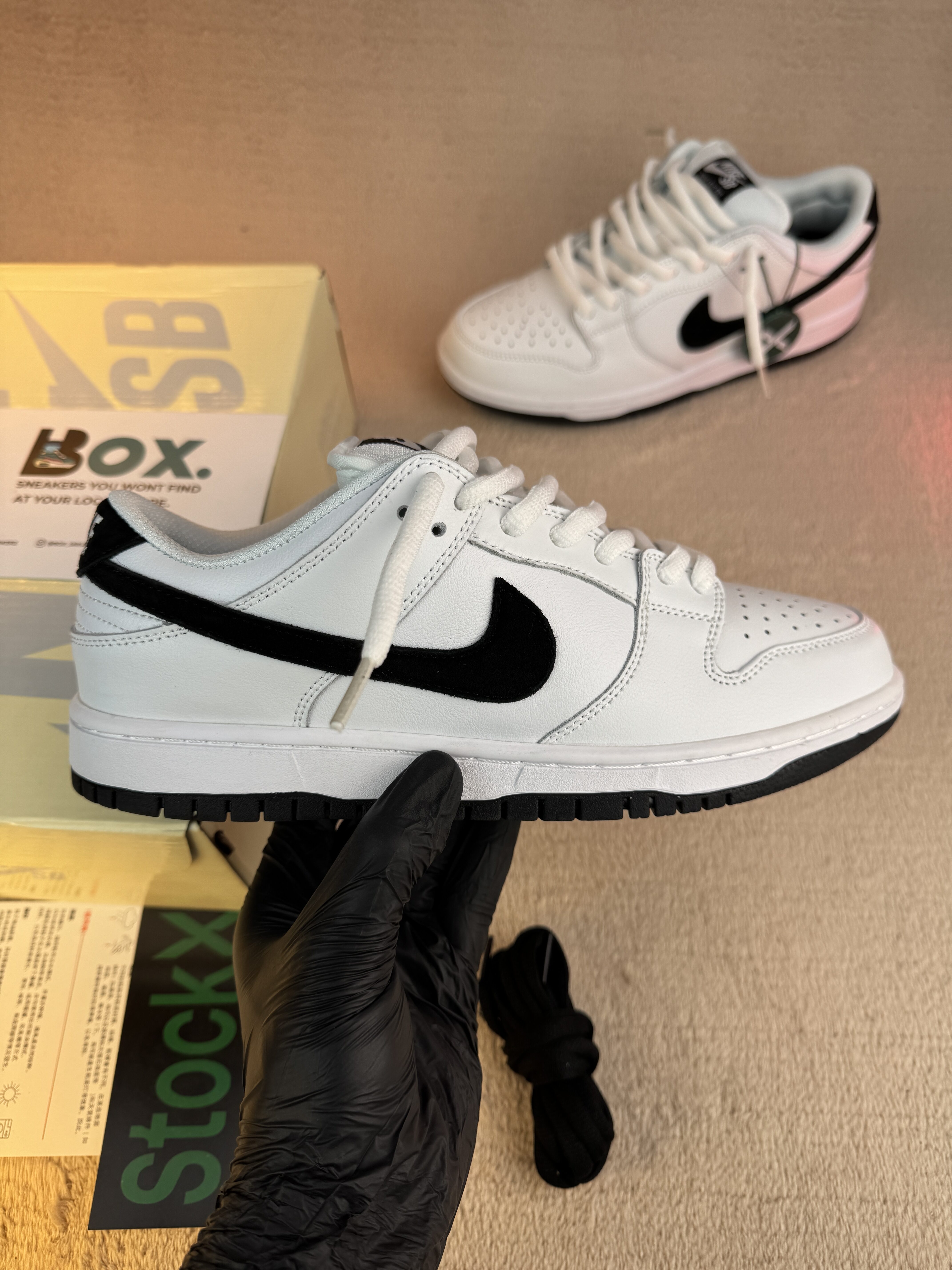 Nike SB Dunk Low White Black - Image 3