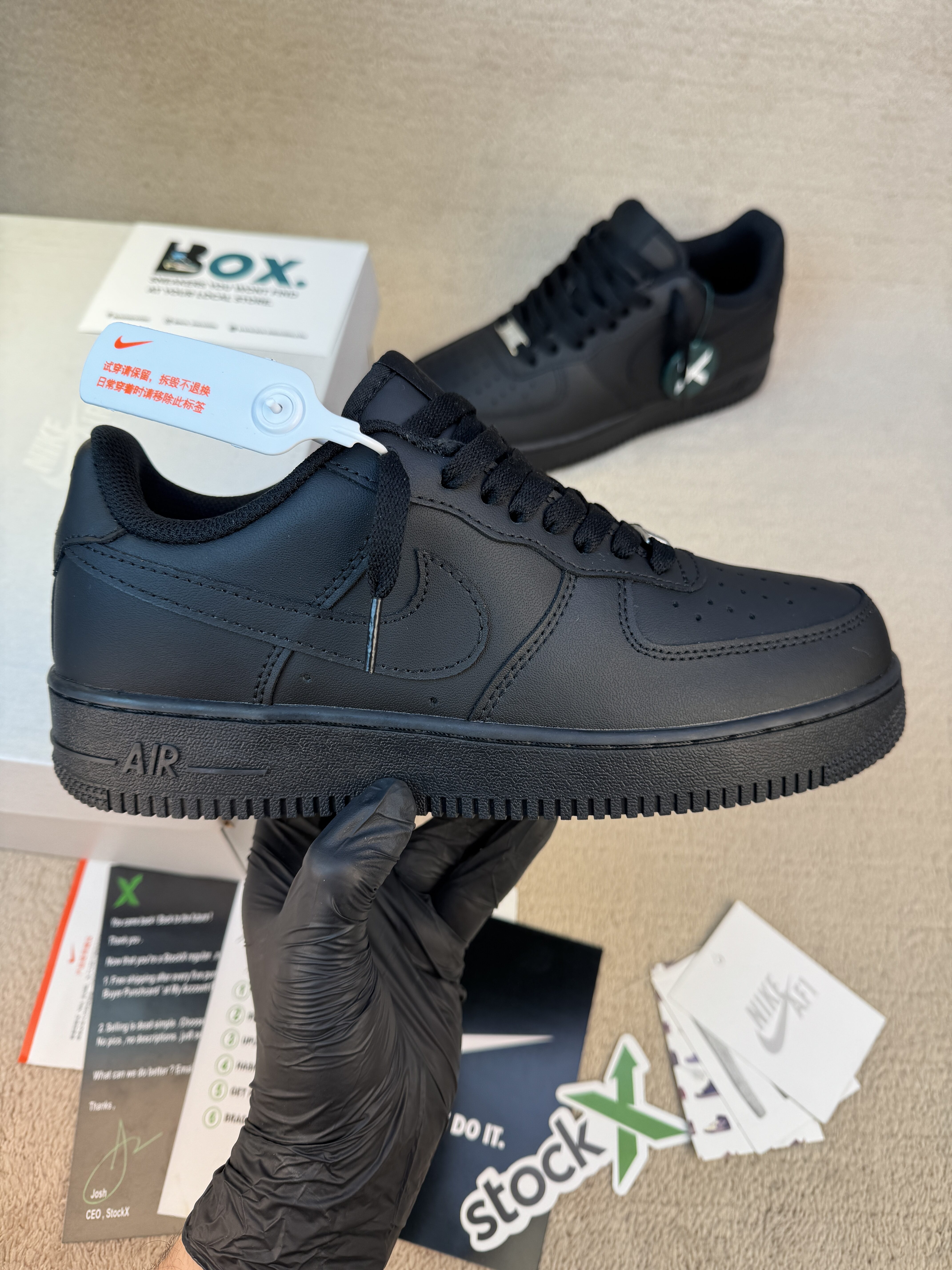 Nike Air Force 1 Low '07Black premium leather - Image 3