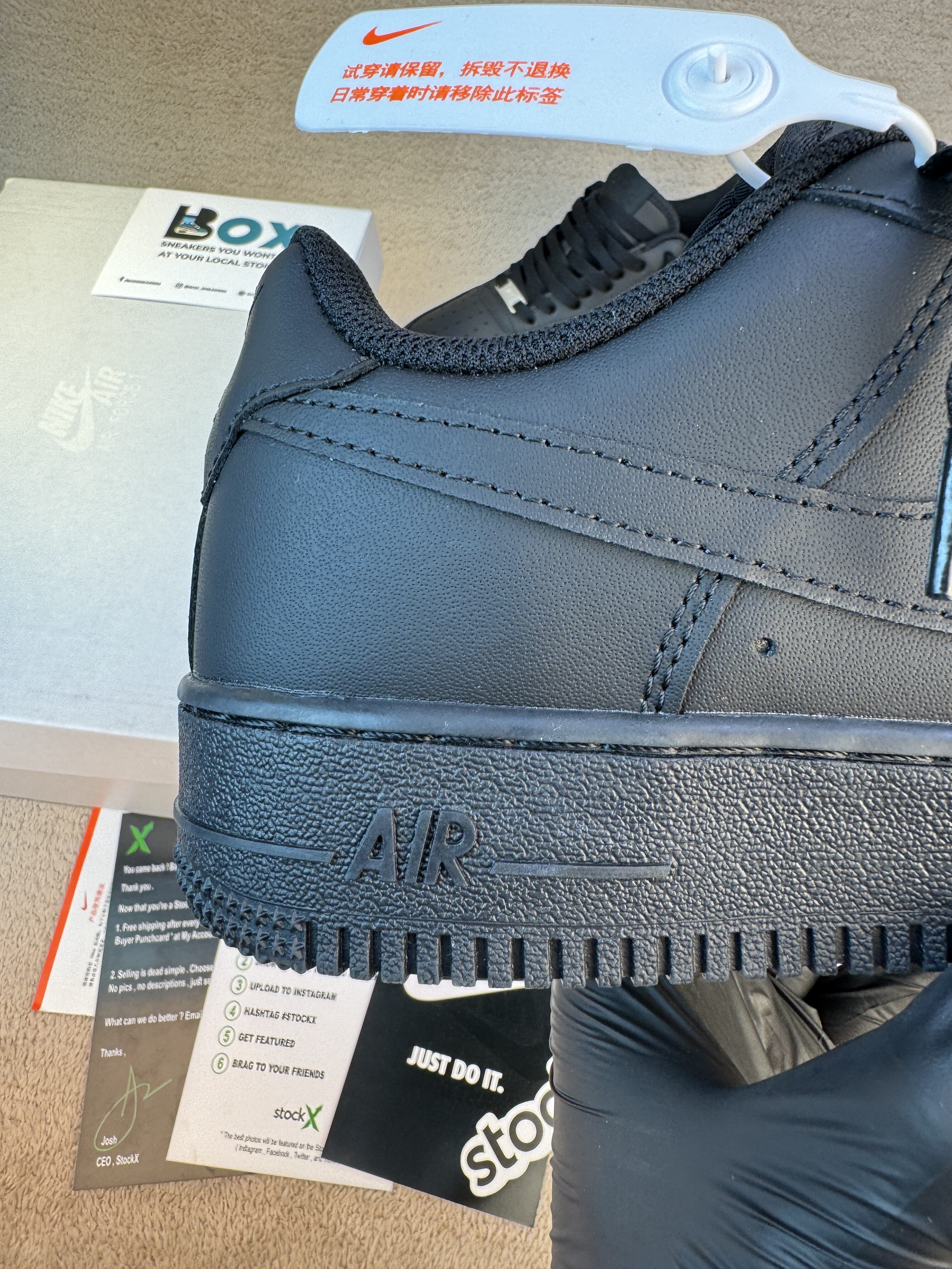 Nike Air Force 1 Low '07Black premium leather - Image 4