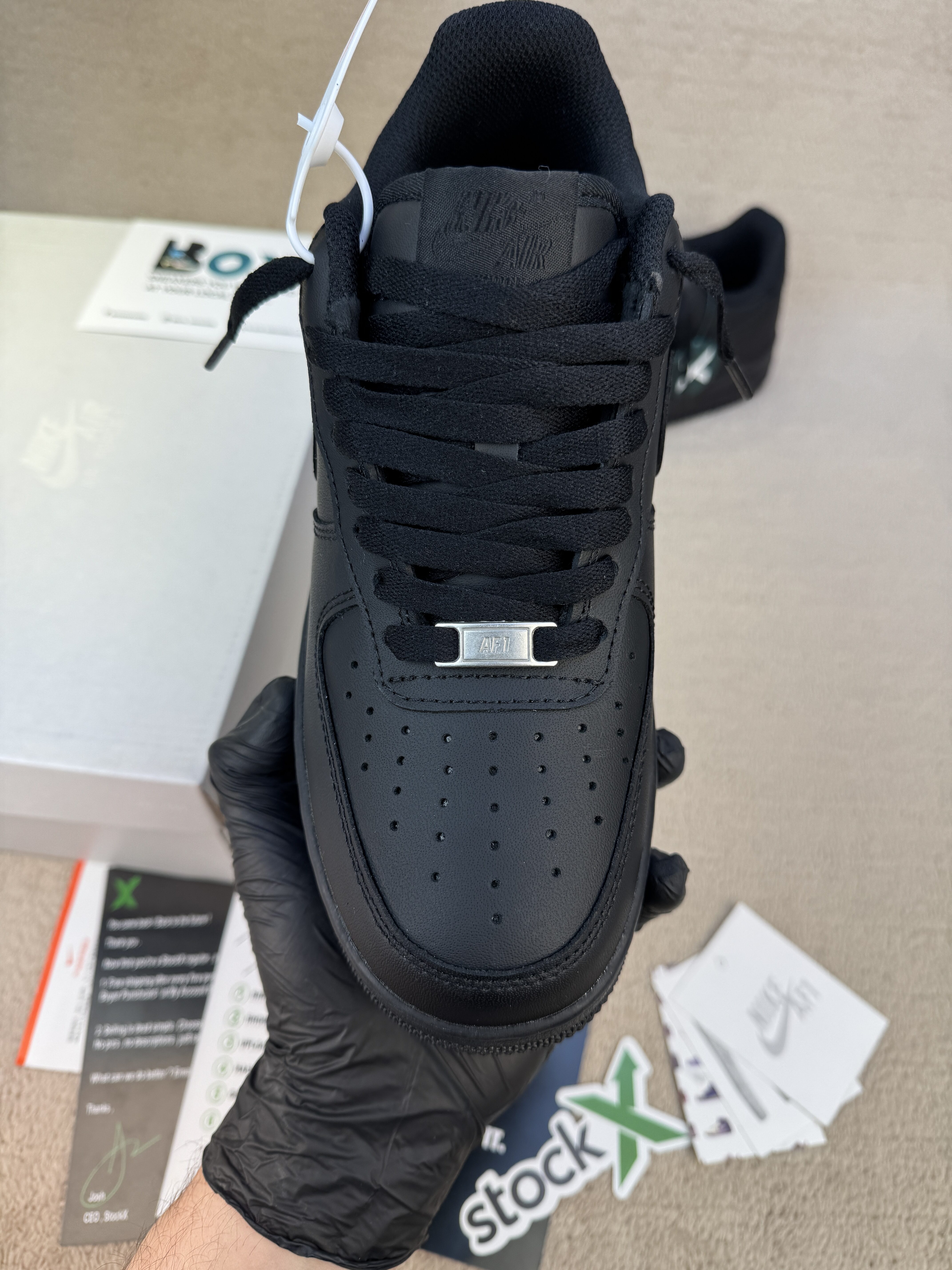 Nike Air Force 1 Low '07Black premium leather - Image 8