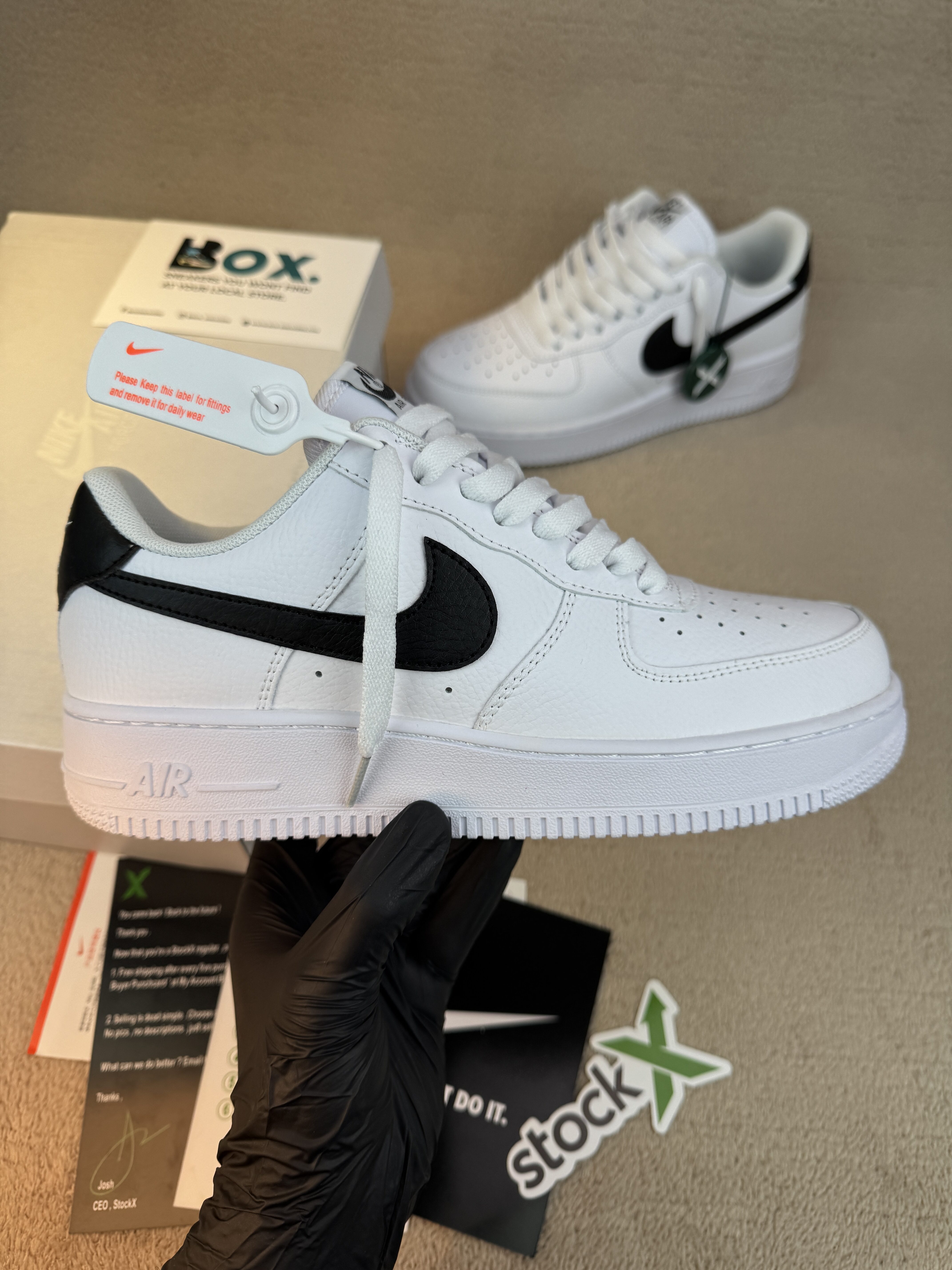 Nike Air Force 1 Low '07 White Black Pebbled Leather - Image 3