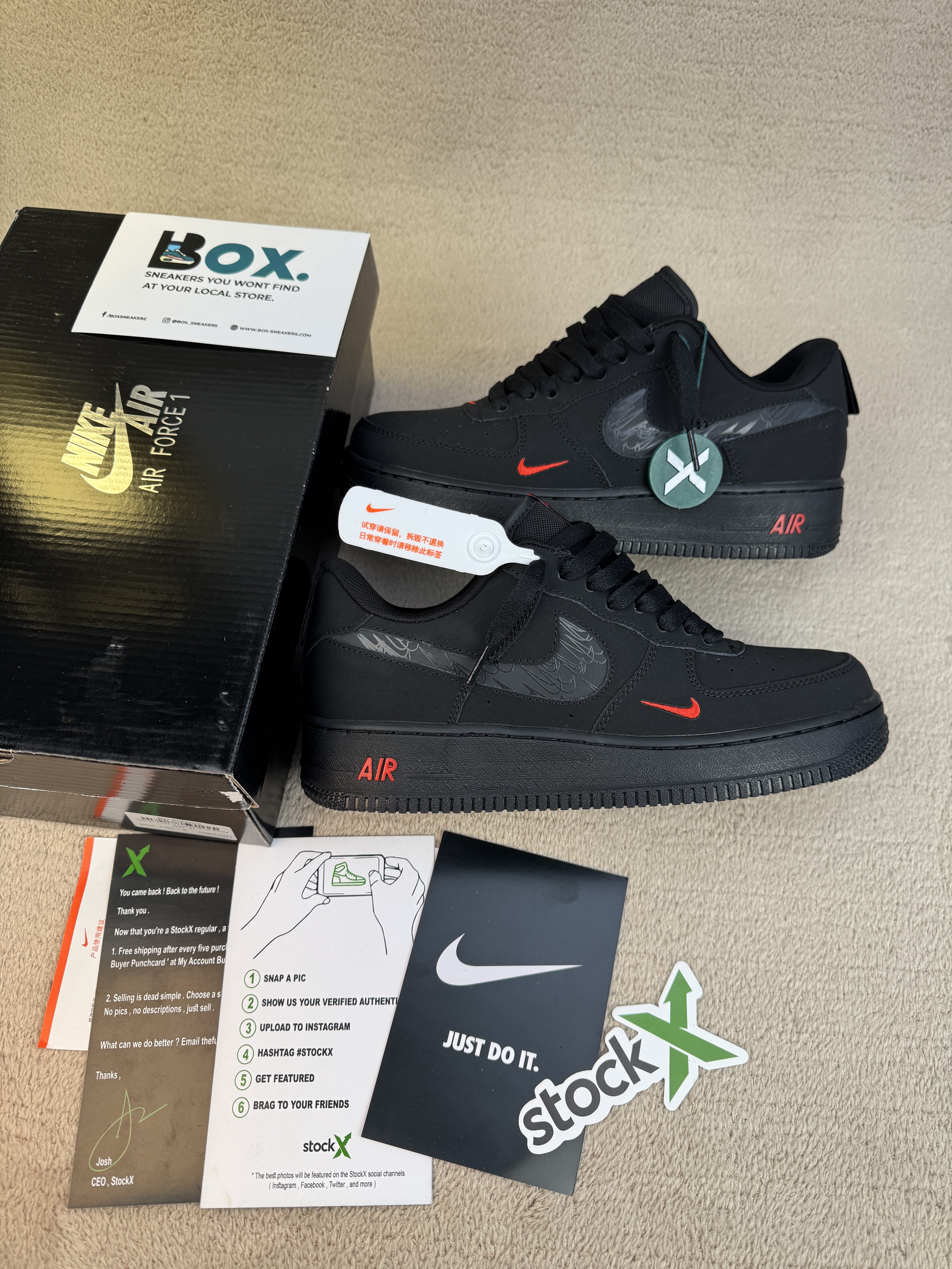 Nike Air Force 1 Low Multi-Swoosh Black Crimson - Image 2