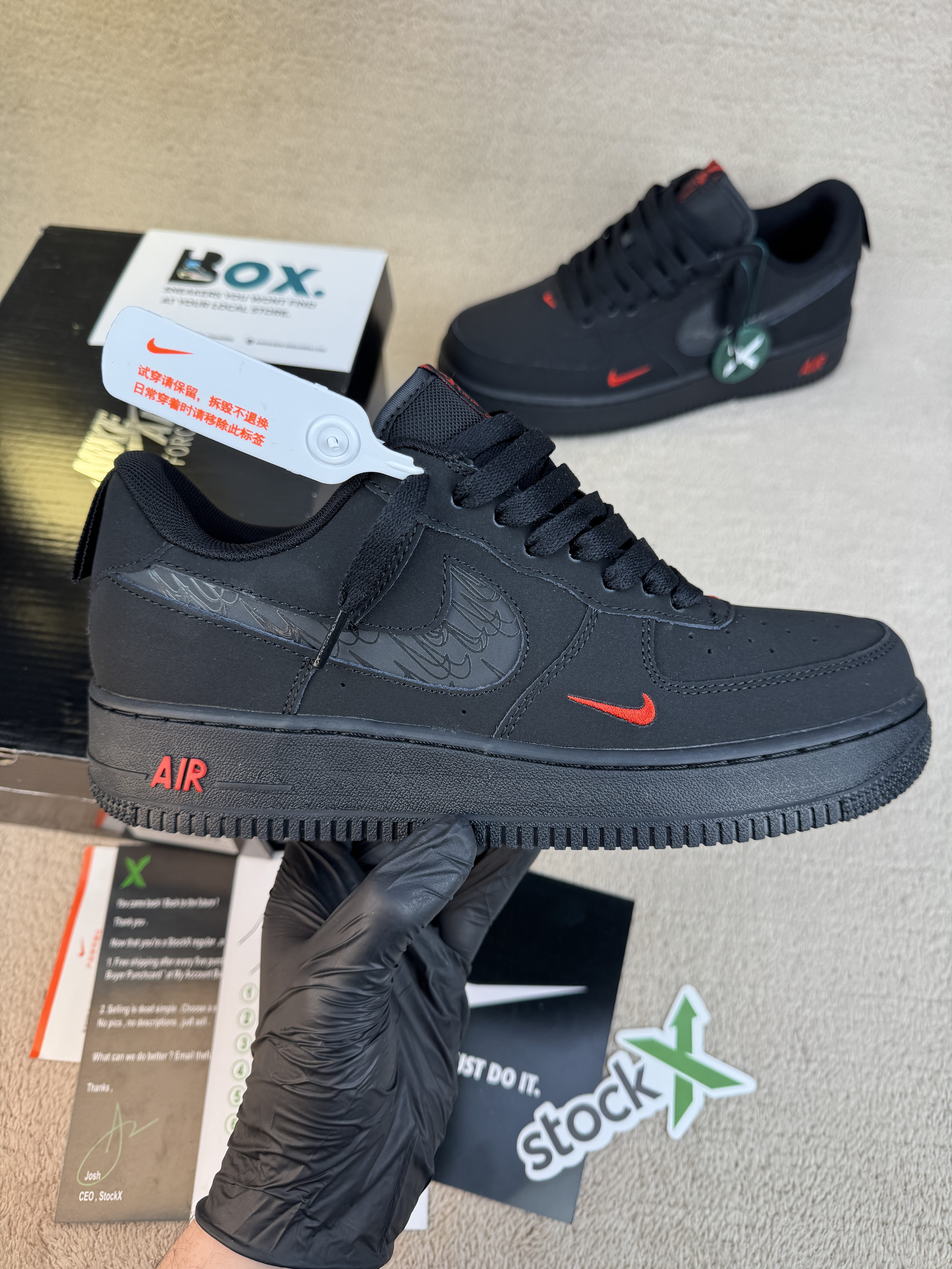 Nike Air Force 1 Low Multi-Swoosh Black Crimson - Image 4