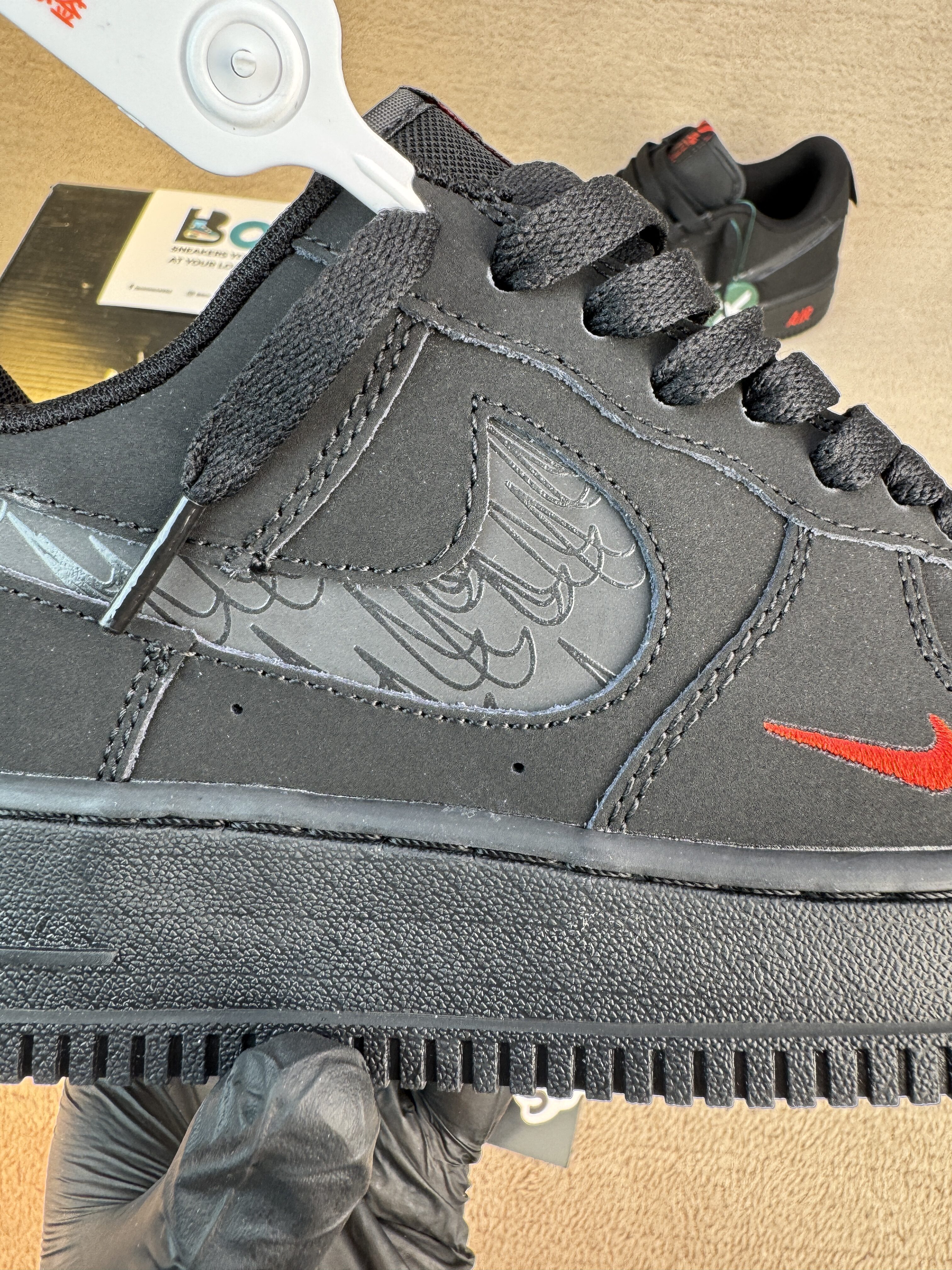 Nike Air Force 1 Low Multi-Swoosh Black Crimson - Image 6