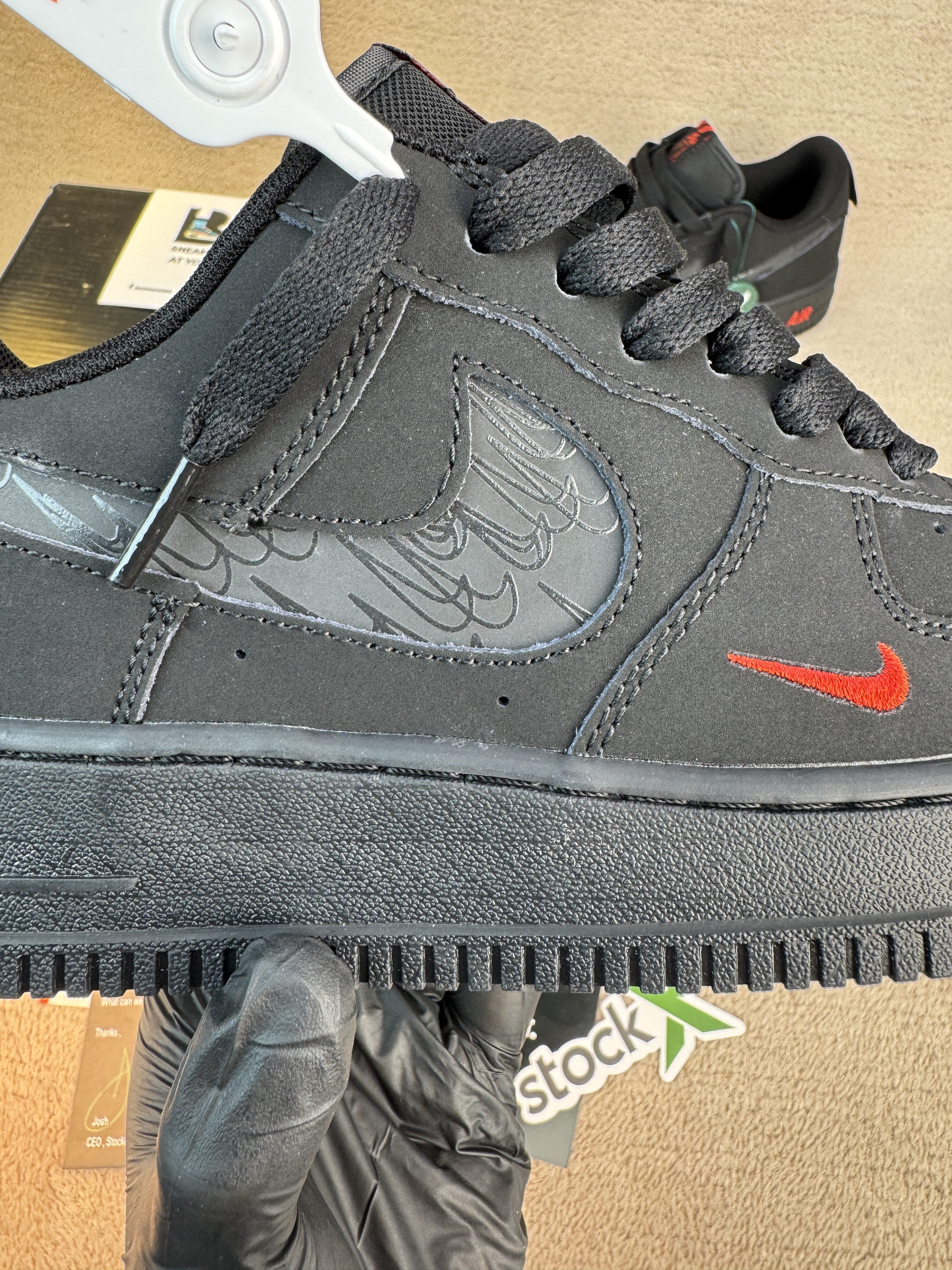 Nike Air Force 1 Low Multi-Swoosh Black Crimson - Image 8
