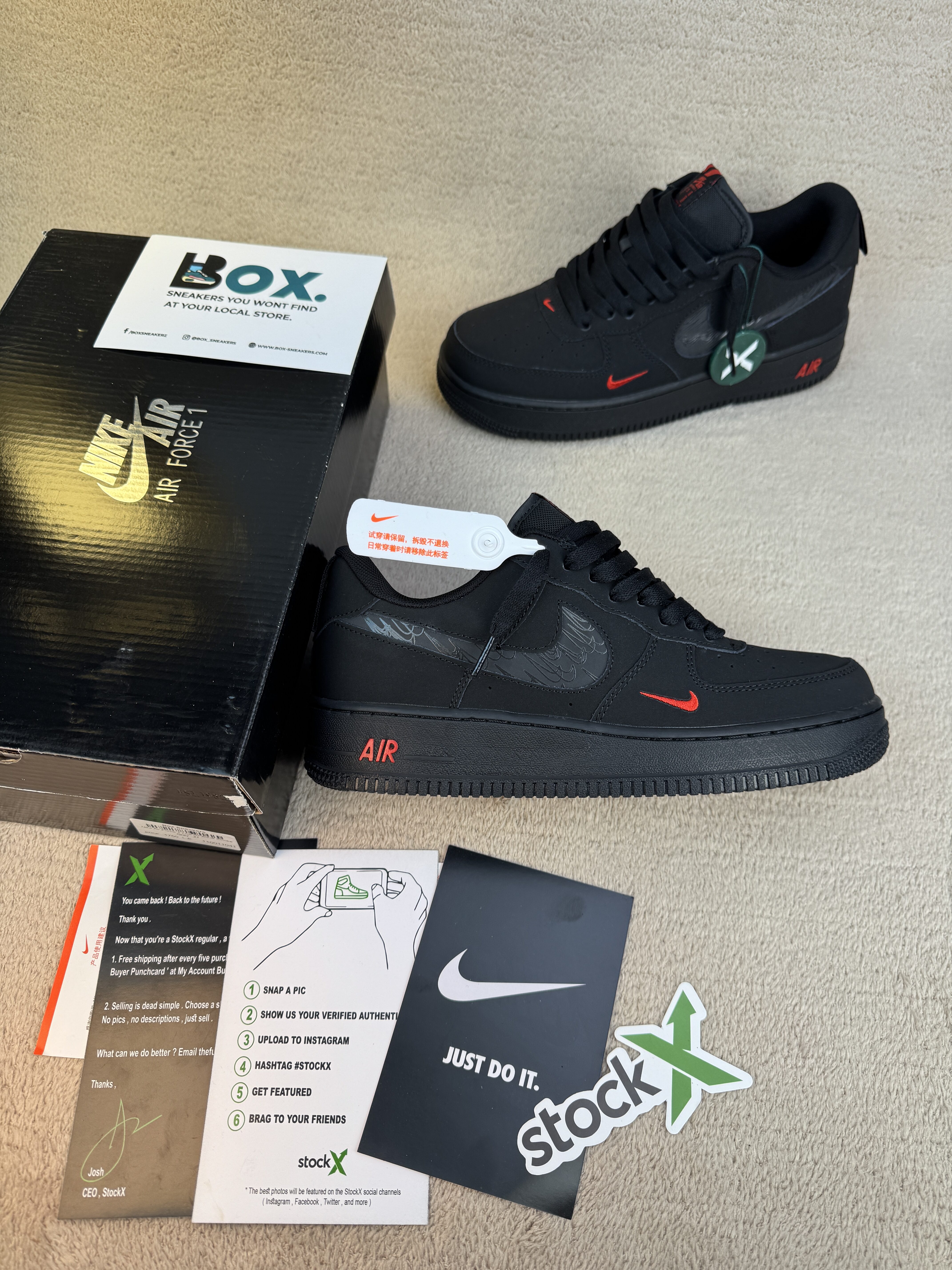 Nike Air Force 1 Low Multi-Swoosh Black Crimson - Image 16