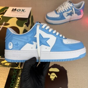 A Bathing Ape Bape Sta Patent Leather Blue White
