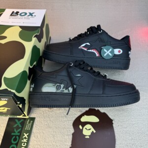 A Bathing Ape x Mastermind Bape Sta Low Shark Pack “Black”