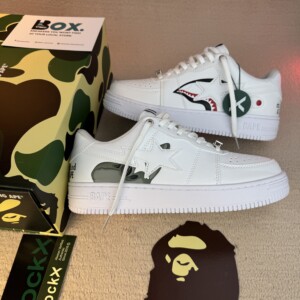 A Bathing Ape x Mastermind Bape Sta Low Shark Pack White